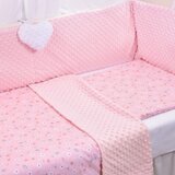 Lenjerie 3 piese patut 120x60 cm model floricele si plus minky roz